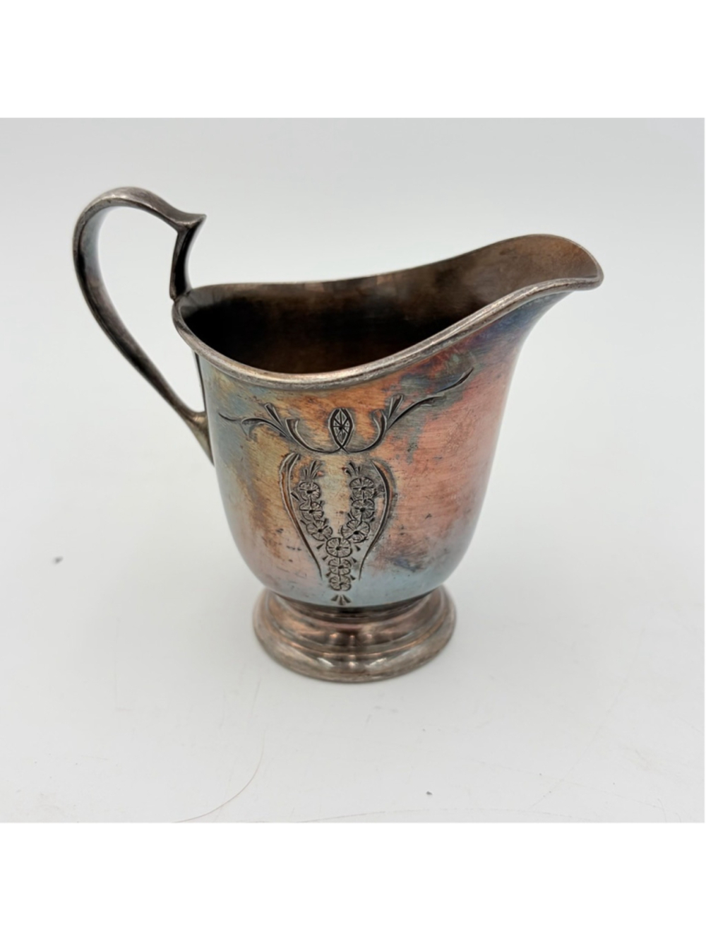 Meriden B. Company Silver Soldered Milk Creamer Syrup Pitcher 4" 8 ounce Vintage